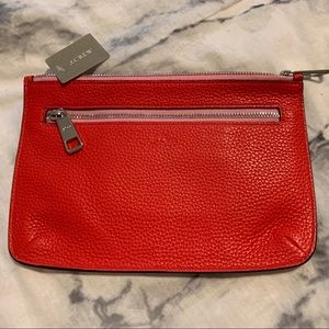 J. Crew Red Pebbled Leather Pouch Wallet